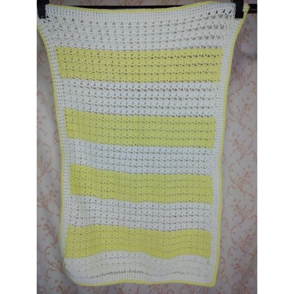 Handmade Knitted/Crocheted Striped Baby Blanket - Picture 1 of 12